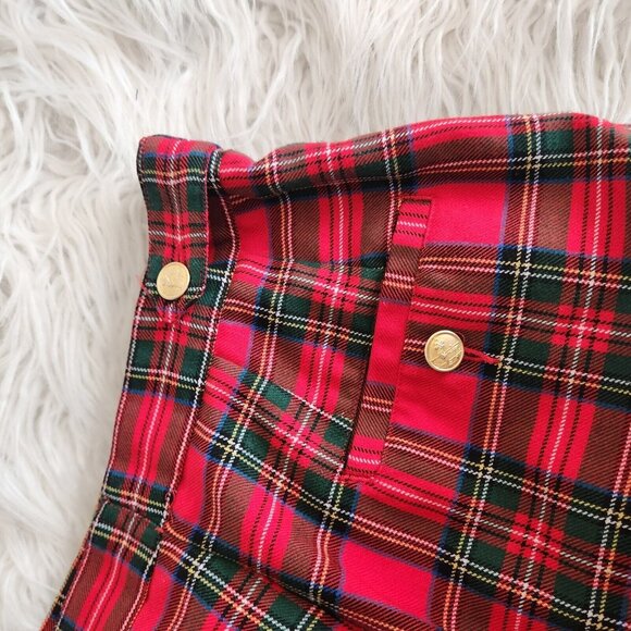 Vintage High Waisted Tartan Wide Leg Pleated Front Shorts Womens 10 Red Academia - Picture 9 of 11